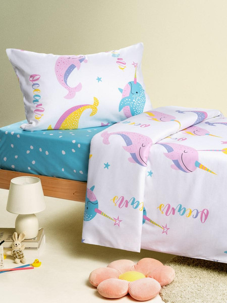 Изображение товара Комплект постельного белья Ночь нежна Киты 1.5сп 50x70 / 500445-1+571111-1