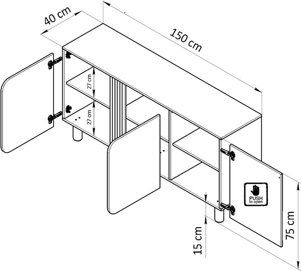 Изображение товара Тумба Dipriz Ola 3дв / Д.98028 (белый/лак)