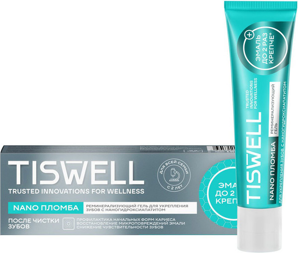 Изображение товара Гель для укрепления эмали Tiswell Реминерализующий с наногидроксиапатитом и ксилитом (40мл)