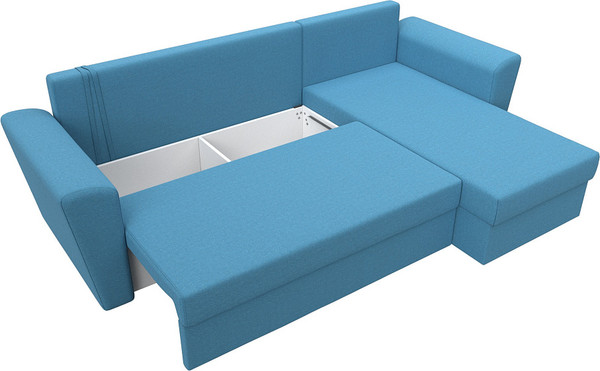 Изображение товара Диван угловой Лига Диванов Амстердам Лайт правый / 121170 (рогожка амур голубой)