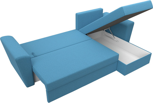 Изображение товара Диван угловой Лига Диванов Амстердам Лайт правый / 121170 (рогожка амур голубой)