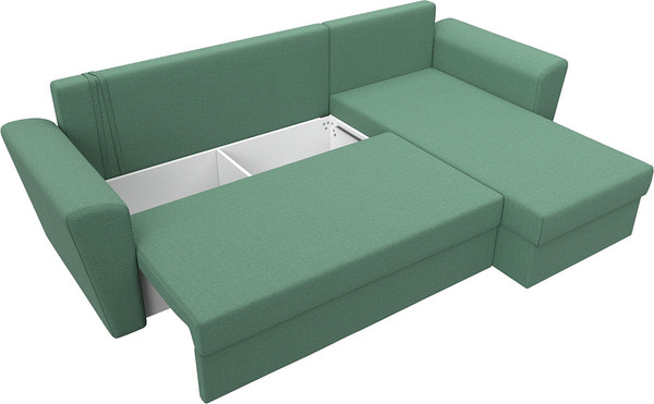 Изображение товара Диван угловой Лига Диванов Амстердам Лайт правый / 121171 (рогожка амур зеленый)