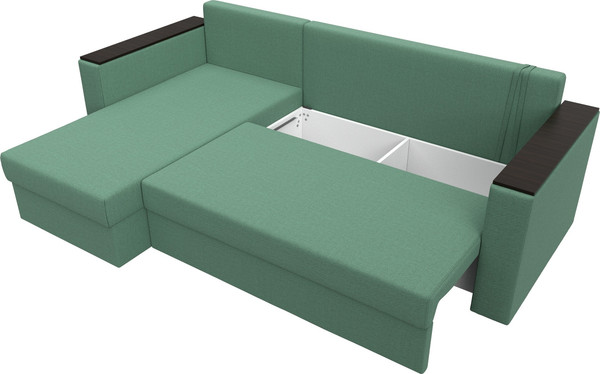 Изображение товара Диван угловой Лига Диванов Атланта без стола левый / 126165L (рогожка амур зеленый)