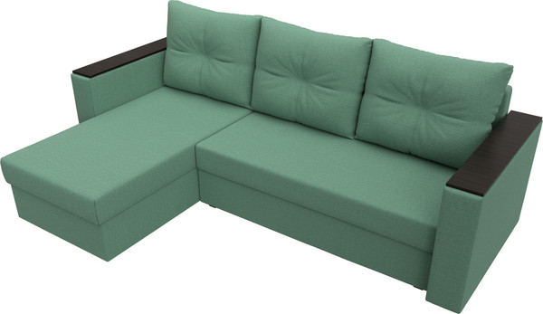 Изображение товара Диван угловой Лига Диванов Атланта без стола левый / 126165L (рогожка амур зеленый)