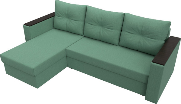 Изображение товара Диван угловой Лига Диванов Атланта без стола левый / 126165L (рогожка амур зеленый)