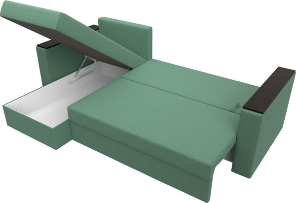 Изображение товара Диван угловой Лига Диванов Атланта без стола левый / 126165L (рогожка амур зеленый)