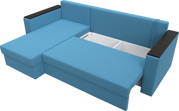 Изображение товара Диван угловой Лига Диванов Атланта без стола левый / 126168L (рогожка амур голубой)