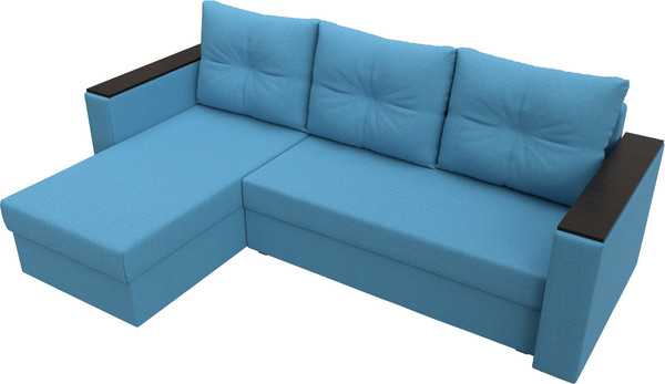 Изображение товара Диван угловой Лига Диванов Атланта без стола левый / 126168L (рогожка амур голубой)
