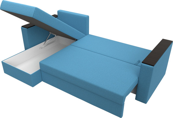 Изображение товара Диван угловой Лига Диванов Атланта без стола левый / 126168L (рогожка амур голубой)