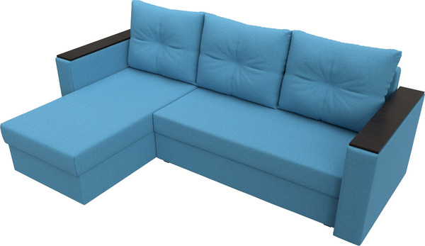 Изображение товара Диван угловой Лига Диванов Атланта без стола левый / 126168L (рогожка амур голубой)