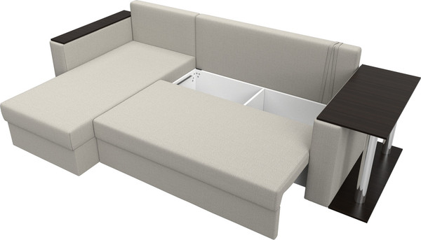 Изображение товара Диван угловой Лига Диванов Атланта со столом левый / 121162L (рогожка амур бежевый)