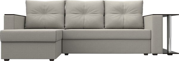 Изображение товара Диван угловой Лига Диванов Атланта со столом левый / 121162L (рогожка амур бежевый)