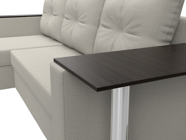 Изображение товара Диван угловой Лига Диванов Атланта со столом левый / 121162L (рогожка амур бежевый)