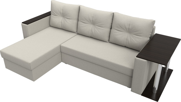 Изображение товара Диван угловой Лига Диванов Атланта со столом левый / 121162L (рогожка амур бежевый)