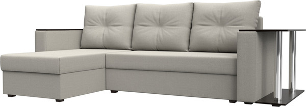 Изображение товара Диван угловой Лига Диванов Атланта со столом левый / 121162L (рогожка амур бежевый)