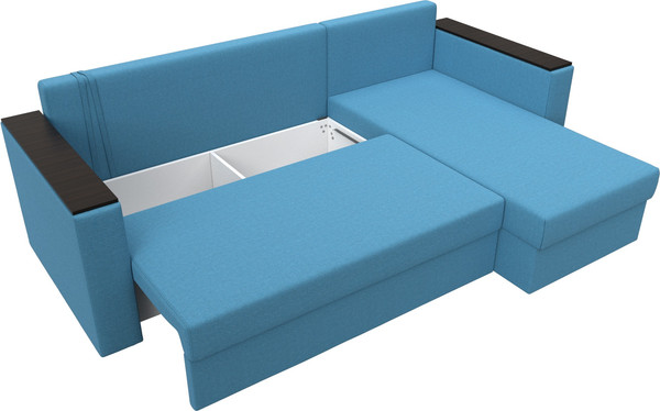 Изображение товара Диван угловой Лига Диванов Атланта без стола правый / 126168 (рогожка амур голубой)