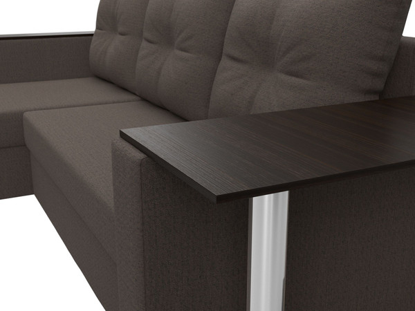 Изображение товара Диван угловой Лига Диванов Атланта со столом левый / 121163L (рогожка амур коричневый)