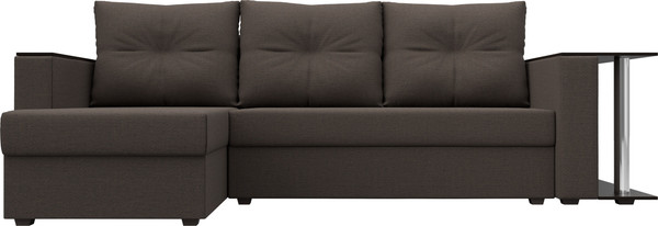 Изображение товара Диван угловой Лига Диванов Атланта со столом левый / 121163L (рогожка амур коричневый)