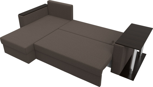Изображение товара Диван угловой Лига Диванов Атланта со столом левый / 121163L (рогожка амур коричневый)