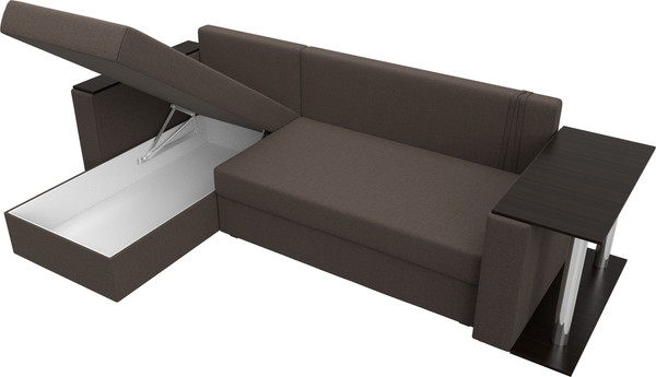 Изображение товара Диван угловой Лига Диванов Атланта со столом левый / 121163L (рогожка амур коричневый)