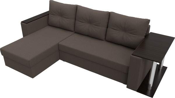Изображение товара Диван угловой Лига Диванов Атланта со столом левый / 121163L (рогожка амур коричневый)