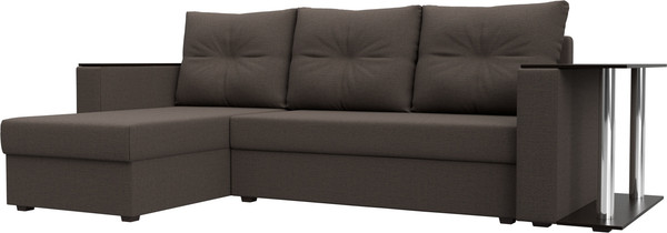 Изображение товара Диван угловой Лига Диванов Атланта со столом левый / 121163L (рогожка амур коричневый)