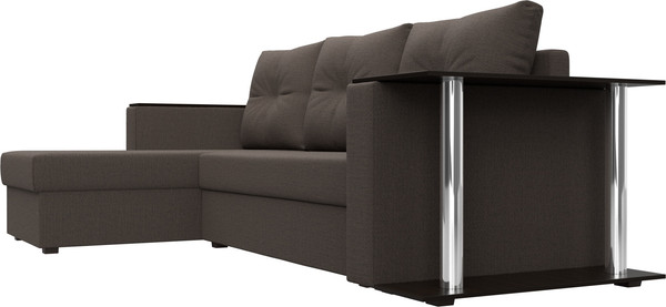 Изображение товара Диван угловой Лига Диванов Атланта со столом левый / 121163L (рогожка амур коричневый)