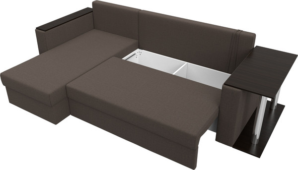 Изображение товара Диван угловой Лига Диванов Атланта со столом левый / 121163L (рогожка амур коричневый)