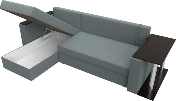 Изображение товара Диван угловой Лига Диванов Атланта со столом левый / 121164L (рогожка амур серый)