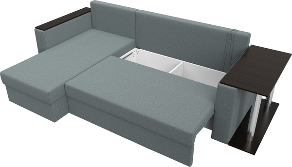 Изображение товара Диван угловой Лига Диванов Атланта со столом левый / 121164L (рогожка амур серый)