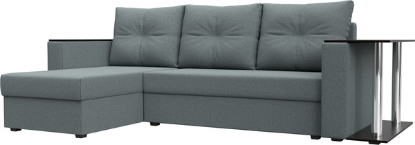 Изображение товара Диван угловой Лига Диванов Атланта со столом левый / 121164L (рогожка амур серый)