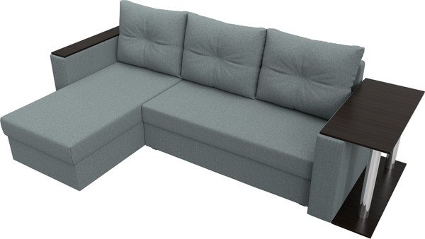 Изображение товара Диван угловой Лига Диванов Атланта со столом левый / 121164L (рогожка амур серый)