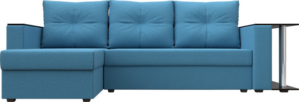 Изображение товара Диван угловой Лига Диванов Атланта со столом левый / 121165L (рогожка амур голубой)