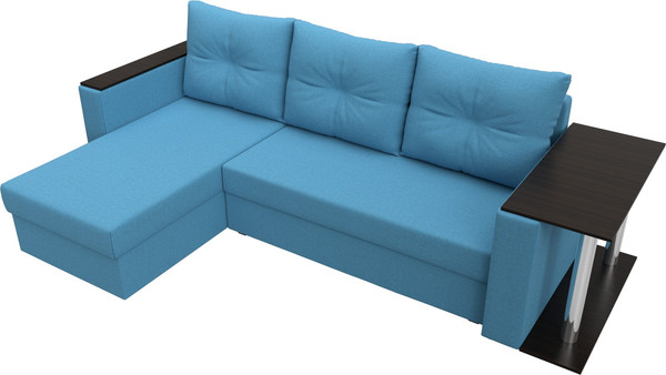 Изображение товара Диван угловой Лига Диванов Атланта со столом левый / 121165L (рогожка амур голубой)
