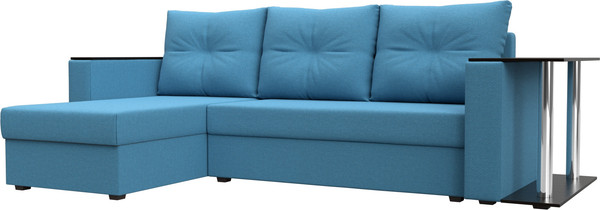 Изображение товара Диван угловой Лига Диванов Атланта со столом левый / 121165L (рогожка амур голубой)