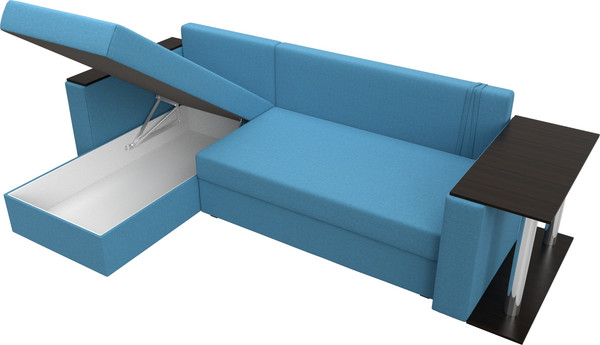 Изображение товара Диван угловой Лига Диванов Атланта со столом левый / 121165L (рогожка амур голубой)