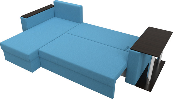 Изображение товара Диван угловой Лига Диванов Атланта со столом левый / 121165L (рогожка амур голубой)
