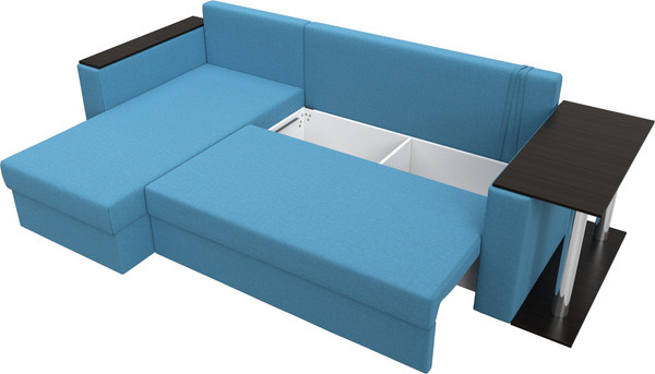 Изображение товара Диван угловой Лига Диванов Атланта со столом левый / 121165L (рогожка амур голубой)