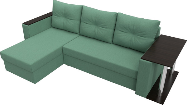 Изображение товара Диван угловой Лига Диванов Атланта со столом левый / 121166L (рогожка амур зеленый)