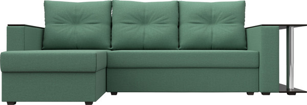 Изображение товара Диван угловой Лига Диванов Атланта со столом левый / 121166L (рогожка амур зеленый)
