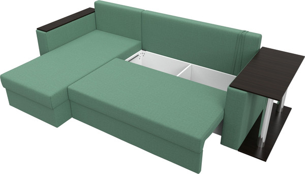 Изображение товара Диван угловой Лига Диванов Атланта со столом левый / 121166L (рогожка амур зеленый)