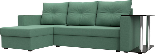 Изображение товара Диван угловой Лига Диванов Атланта со столом левый / 121166L (рогожка амур зеленый)