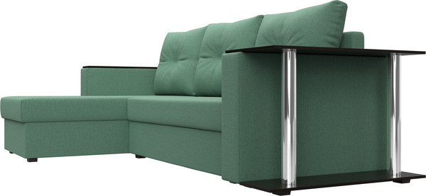 Изображение товара Диван угловой Лига Диванов Атланта со столом левый / 121166L (рогожка амур зеленый)
