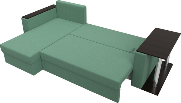 Изображение товара Диван угловой Лига Диванов Атланта со столом левый / 121166L (рогожка амур зеленый)