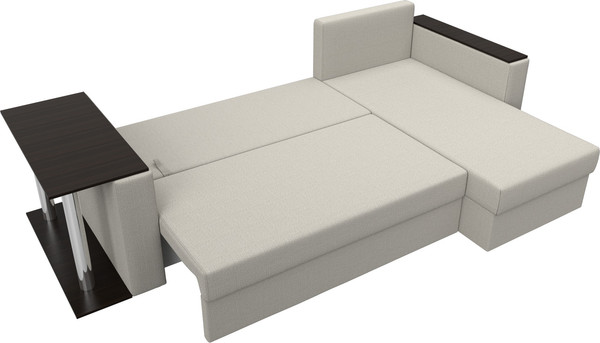 Изображение товара Диван угловой Лига Диванов Атланта со столом правый / 121162 (рогожка амур бежевый)