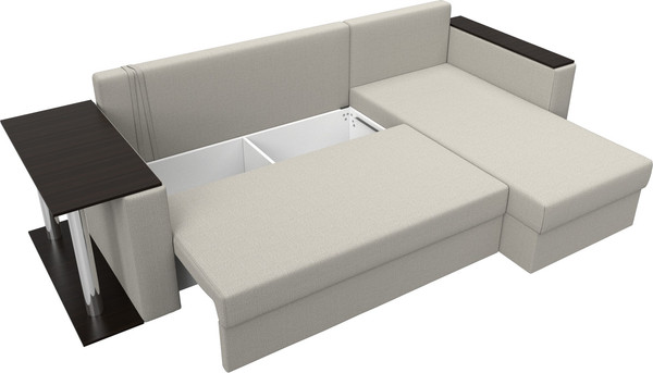 Изображение товара Диван угловой Лига Диванов Атланта со столом правый / 121162 (рогожка амур бежевый)