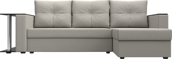 Изображение товара Диван угловой Лига Диванов Атланта со столом правый / 121162 (рогожка амур бежевый)