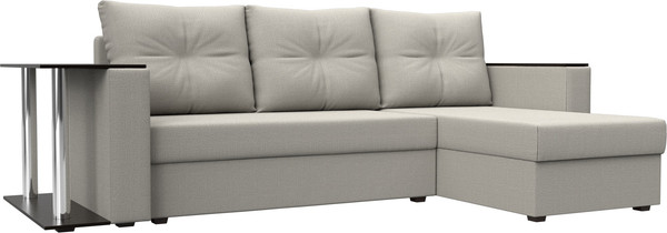 Изображение товара Диван угловой Лига Диванов Атланта со столом правый / 121162 (рогожка амур бежевый)