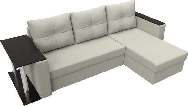 Изображение товара Диван угловой Лига Диванов Атланта со столом правый / 121162 (рогожка амур бежевый)