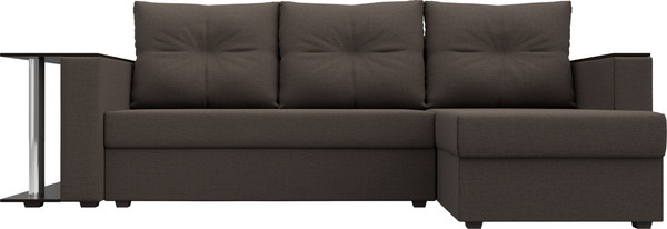 Изображение товара Диван угловой Лига Диванов Атланта со столом правый / 121163 (рогожка амур коричневый)